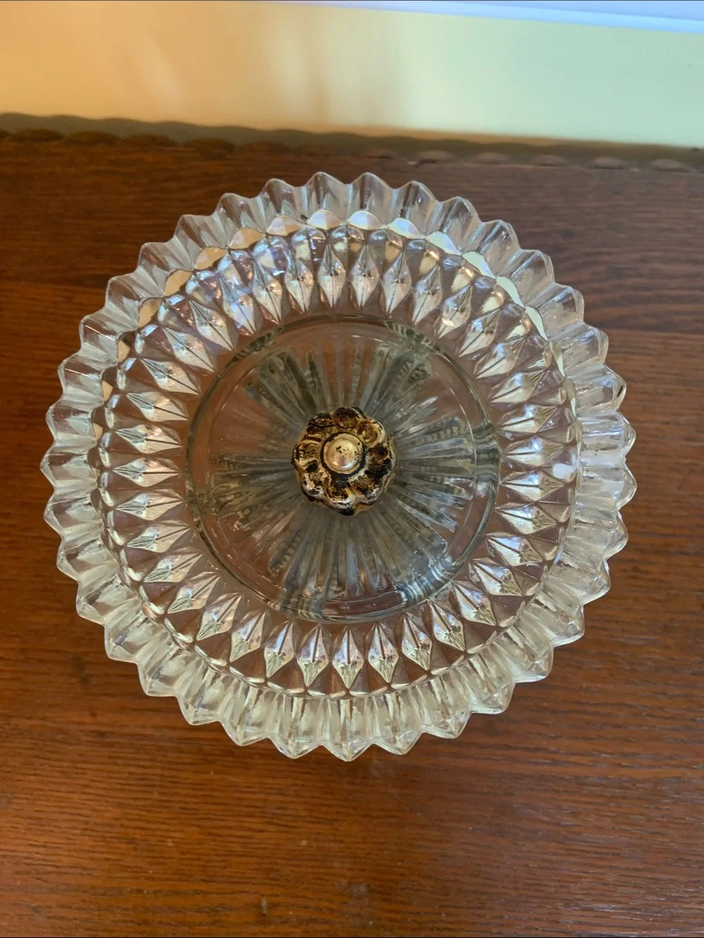 Hollywood Regency Elegant Glass Crystal Compote with Metal Base